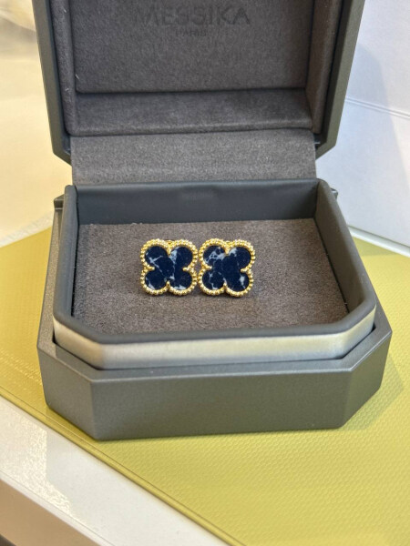 Сережки Конюшина 13мм петерсит в золоті